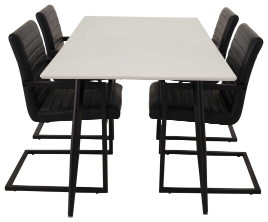 Venture Design Polar & Art spisegruppe Hvit/svart 4 st stoler & bord 180 x 90 cm
