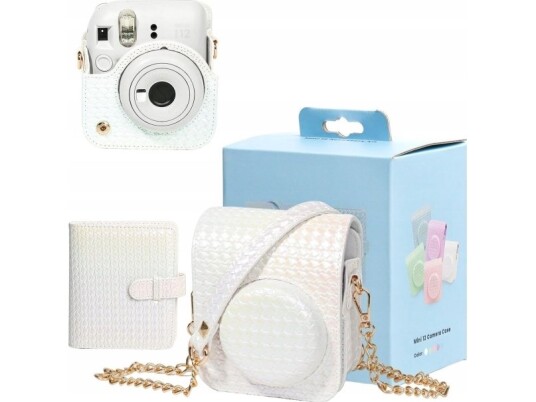 Loveinstant 2 i 1 Etui og Fotoalbum for Fujifilm Instax Mini 12   Hvit