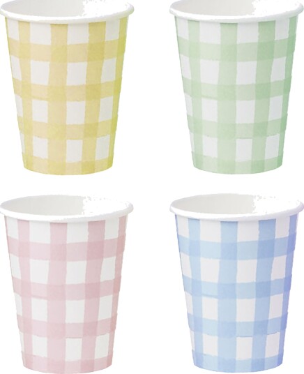 Club Green Hootyballoon Pappkopper Gingham 8-pakning HBGH103 Club Green Hootyballoon Pappkopper Gingham 8-pakning HBGH103
