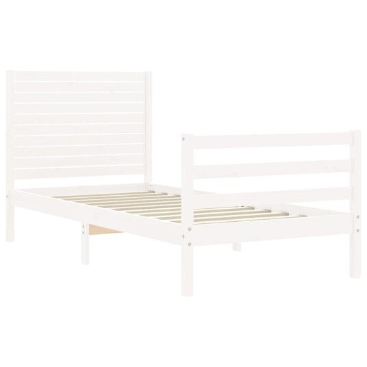 vidaXL Sengeramme med hodegavl hvit 3FT single heltre 8720845401627
