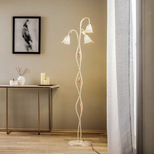 ONLI Lucrezia gulvlampe i elfenben med blomsterskjerm