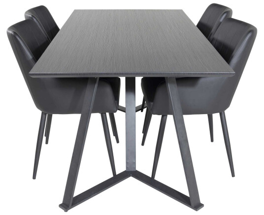 Venture Design Marina & Comfort spisegruppe Svart/svart 4 st stoler & bord 180 x 90 cm