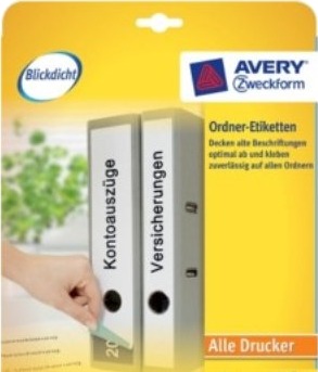 Avery L4758 10 Hvit Papir 38 X 297 Mm 50 Stykker 10 Ark 210 X 297 Mm