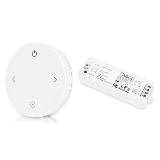 Driver for LED stripe AGGE Single Colour Controller RF 2,4 GHz Driver + Fjernkontroll Dimming 4 button Driver for LED stripe AGGE Single Colour Controller RF 2,4 GHz Driver + Fjernkontroll Dimming 4 button