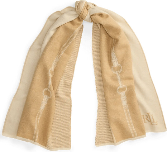 Lauren Ralph Lauren Belting-Motif Jacquard Wrap Scarf - Cream - ONE SIZE