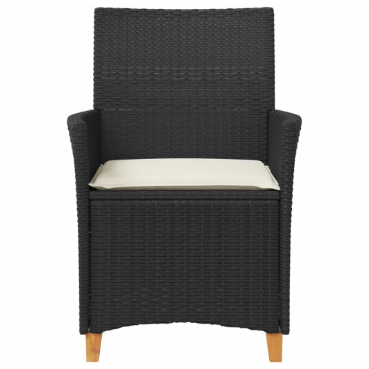 Hagestoler med puter 2 stk svart polyrotting og heltre 368717 Hagestoler med puter 2 stk svart polyrotting og heltre 368717