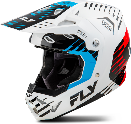 FLY Racing Crosshjelm Formula CP Slice Hvit-Rød-Lyseblå