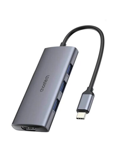 Choetech Adapter 7w1 HUB M19 USB C silver USB hub HUB M19