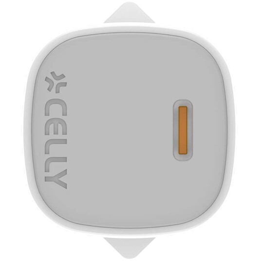 Celly 25W GaN USB-C PD Lader med USB-C Kabel 1m - Hvit Celly 25W GaN USB-C PD Lader med USB-C Kabel 1m - Hvit