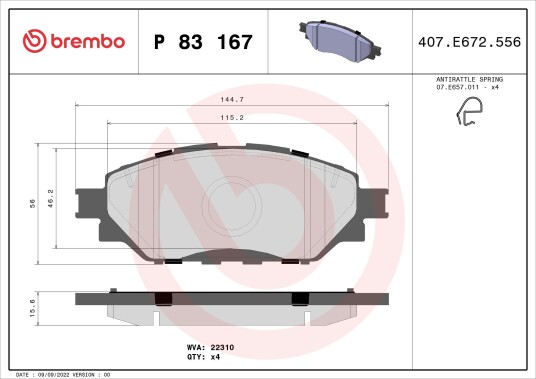 Bremseklosser BREMBO P 83 167