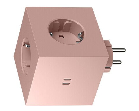 Avolt Square 2 Socket Extender w/30W Dual USB-C Old Pink
