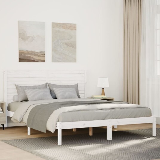  Ekstra lang sengeramme uten madrass hvit 140x220 cm heltre