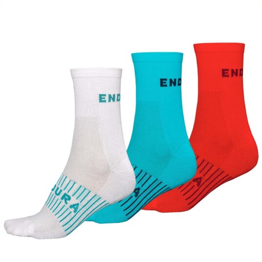 Endura Womens Coolmax Race Sykkelstrømper 3 pakning Pacific Blue Endura Womens Coolmax Race Sykkelstrømper 3 pakning Pacific Blue