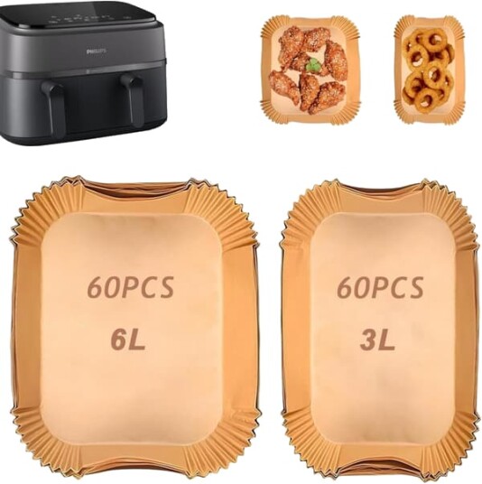 Bakepapir for Air Fryer Philips Dual Basket 6L 3L 3000 Series NA350 00 Engangs Non Stick 120 Stykker
