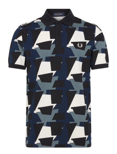 Fred Perry Fragment Print Polo Shirt Black L