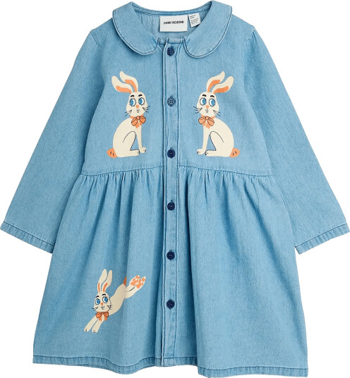 Mini Rodini Lw Denim Rabbit Sp Woven Dress Blue 80/86