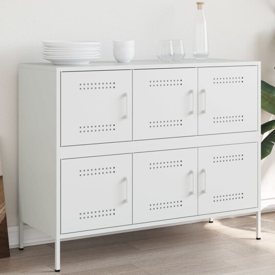 Oppbevaringskap hvit 100,5x39x79 cm kaldvalset stål