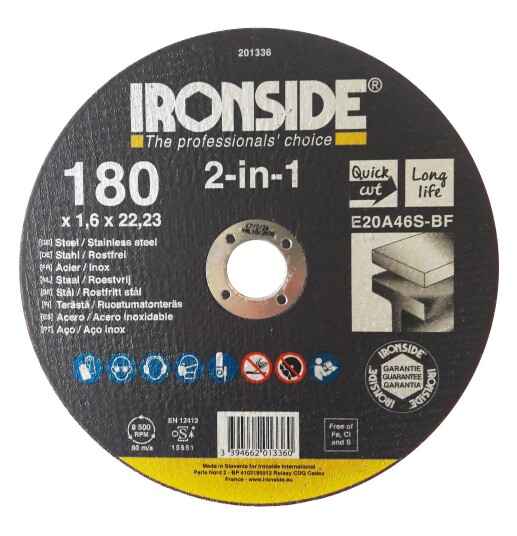 Ironside 201336 Kappeskive 180 mm F41 E20A 2in1 180 x 1,6 x 22 mm Maskintilbehør & forbruk