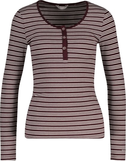 Gant Slim Ribbed Ls Henley Top   Burgundy   XXL