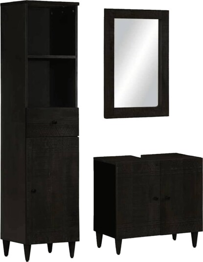 Vidaxl Baderomsskapsett 3 deler heltre mango 3310019