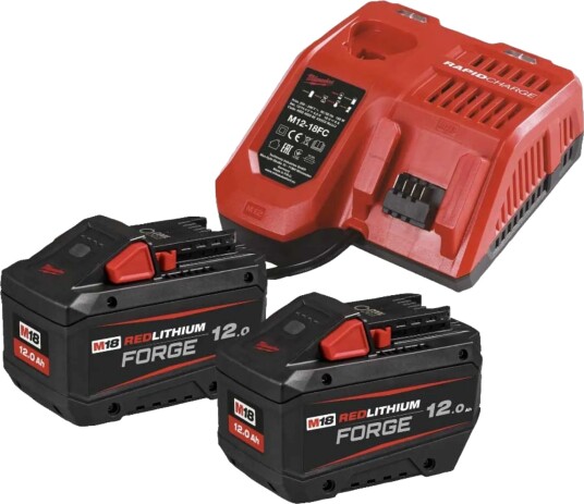 Milwaukee M18 Forge Batteripakke med 2 x 12Ah Batterier og Hurtiglader M12-18FC