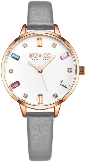 So & Co New York Dameklokke 5570.3 Chelsea Hvit/Lær Ø34 mm