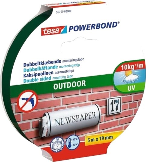 Tesa Outdoor Dobbeltsidig monteringsteip for utendørsbruk 5 m