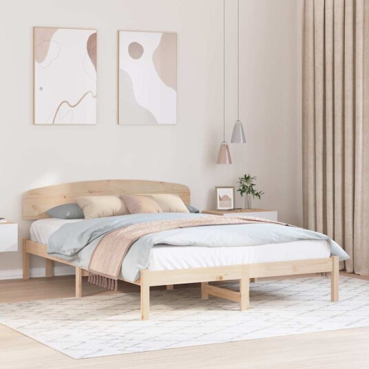  Sengestamme med hodegjerde Brun 160 x 200 cm Massivt furutre
