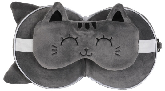 iTotal - Pillow with Sleep Mask - Grey Cat (XL2529) iTotal - Pillow with Sleep Mask - Grey Cat (XL2529)