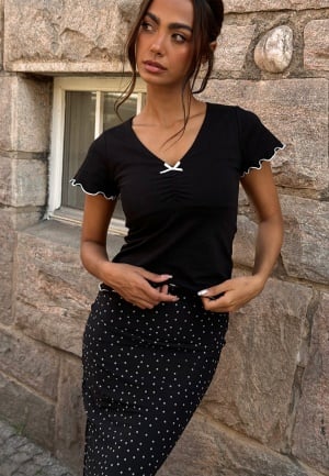 BUBBLEROOM Babylock Short Sleeve Top Black M