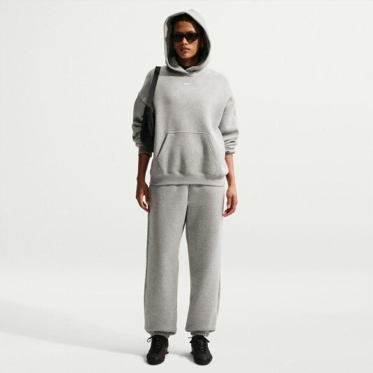 Nike Treningsbukser Studio Fleece Grå Oversized Cuffed   Grå/Seil Kvinner størrelse Medium