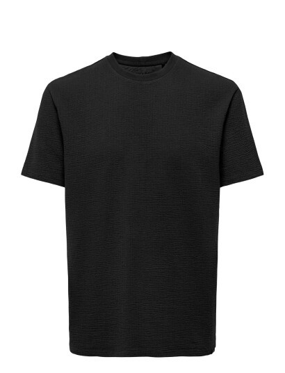ONLY & SONS Onskian Life Reg Seersucker Ss Tee Noos Black XXL