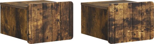  Vegghengt Nattbord med skuff 2 pcs Røkt Eik 33 x 34,5 x 24 cm