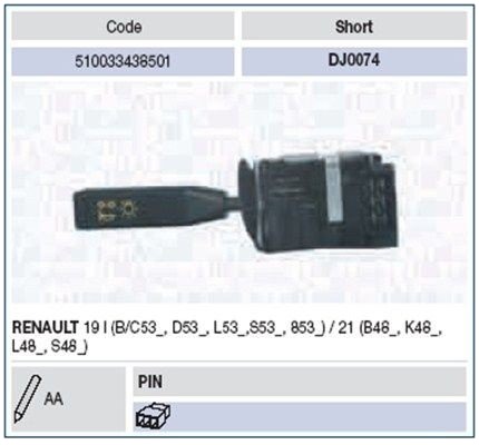 Bryter komplett rattstamme MAGNETI MARELLI 510033438501 Bryter komplett rattstamme MAGNETI MARELLI 510033438501