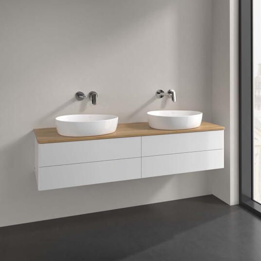 Villeroy & Boch Antao Servantskap med 4 skuffer 160x50x36 cm m/lys Hvit Blank/Eik
