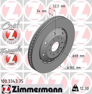 Bremseskive ZIMMERMANN 100.3343.75