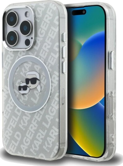 Karl Lagerfeld MagSafe Mobildeksel til iPhone 16 Pro Max med Glitter - Grå