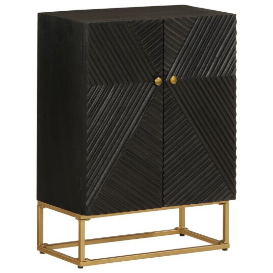 Skjenk svart 55x30x76 cm heltre mango og jern