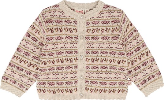 Hust and Claire Cardigan   HCCilja Nordic   Gammel Beige Melange   Hust and Claire   1½ år (86)   Cardigan Bordeaux Gull Rosa