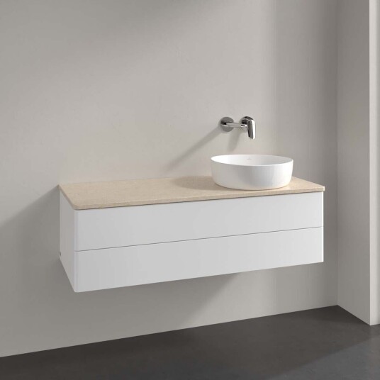 Villeroy & Boch Antao Servantskap med 2 skuffer 120x50x36 cm u/lys Hvit Matt/Crème