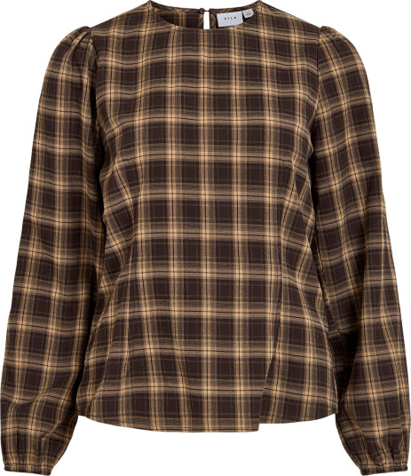 Vila Vilene Check L/S Top Brown 44