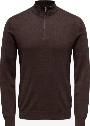 ONLY & SONS Genser onsWyler Life Reg 14 Half Zip Knit Brun ONLY & SONS Genser onsWyler Life Reg 14 Half Zip Knit Brun