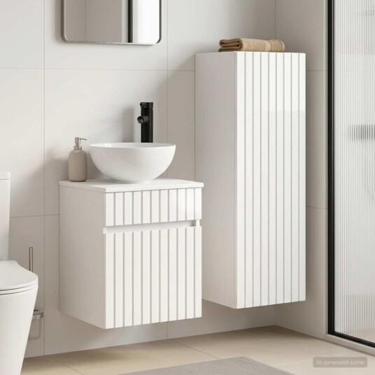 vidaXL Baderomsinnredningssett 2 stk. Høgglans hvit 33 x 34,5 x 100 cm vidaXL Baderomsinnredningssett 2 stk. Høgglans hvit 33 x 34,5 x 100 cm