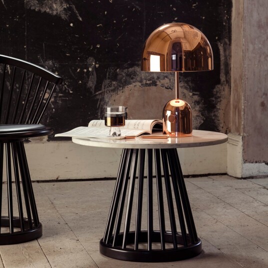 Tom Dixon Fan bord svart steintopp 60 cm hvit