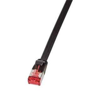 LogiLink - Patch Cable Flat Cat.6 Shielded (PIMF) SlimLine, Black,2m