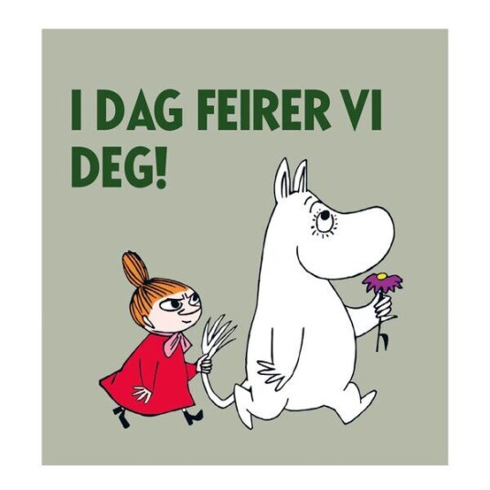 Moomin Mummi kort dobbelt 75x75 cm I dag feirer grønn