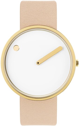 PICTO Dameklokke 43321 6320G Classic Hvit/Lær Ø40 mm PICTO Dameklokke 43321 6320G Classic Hvit/Lær Ø40 mm