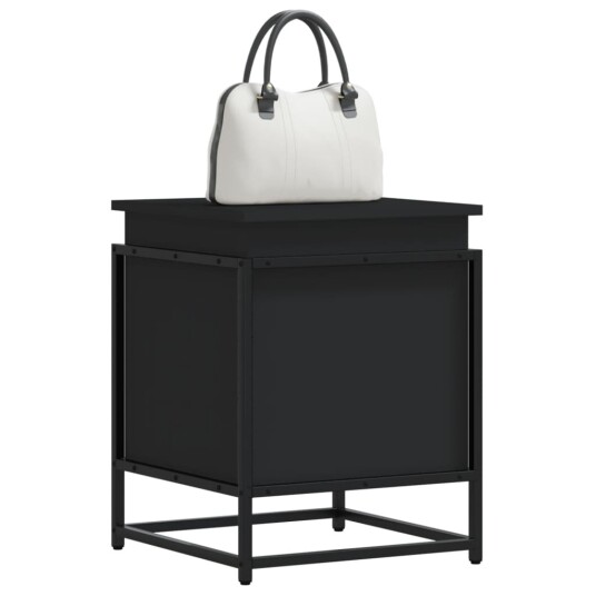 Oppbevaringsboks med lokk svart 40x40x51,5 cm konstruert tre Oppbevaringsboks med lokk svart 40x40x51,5 cm konstruert tre