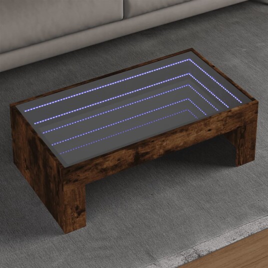 Salongbord med Infinity LED røkt eik 90x50x30 cm 8721102677977