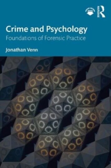 Crime And Psychology Av Jonathan Venn